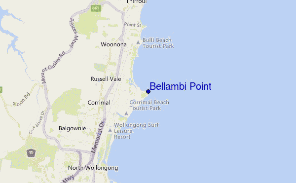 mapa de localização de Bellambi Point