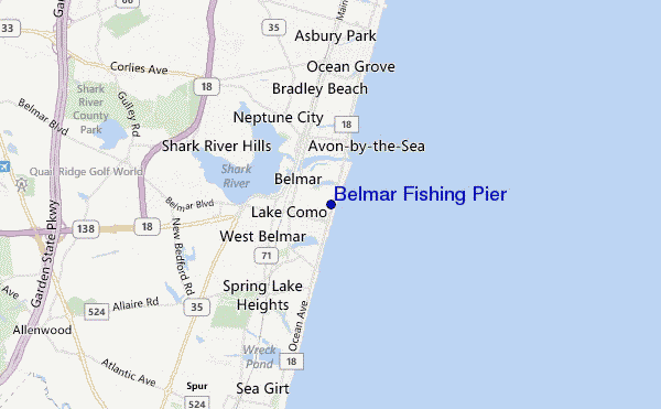mapa de localização de Belmar Fishing Pier
