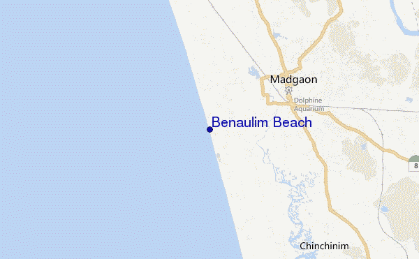 mapa de localização de Benaulim Beach