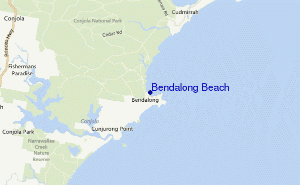 mapa de localização de Bendalong Beach