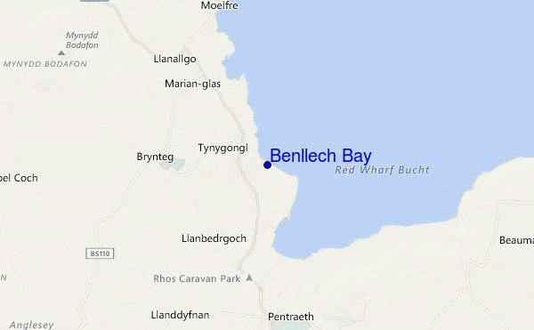 mapa de localização de Benllech Bay