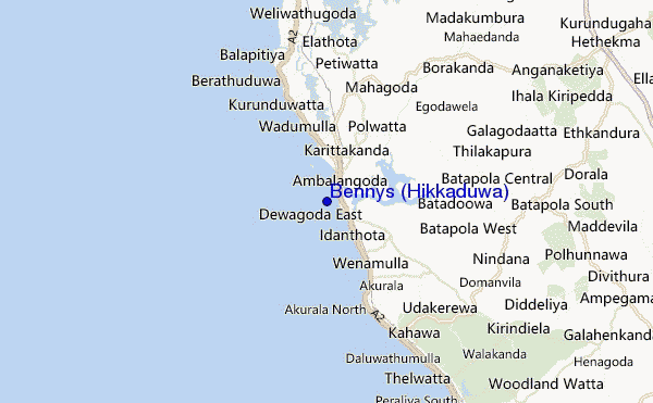 mapa de localização de Bennys (Hikkaduwa)