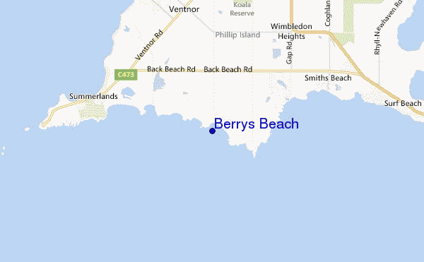 mapa de localização de Berrys Beach