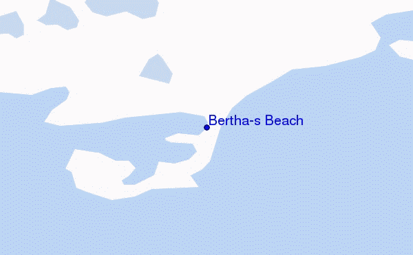 mapa de localização de Bertha's Beach