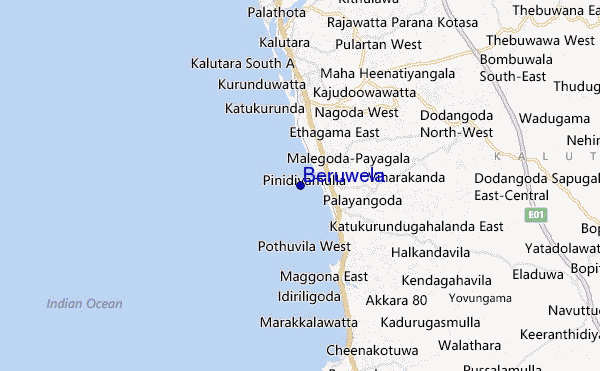 mapa de localização de Beruwela