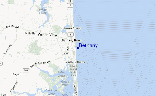 mapa de localização de Bethany