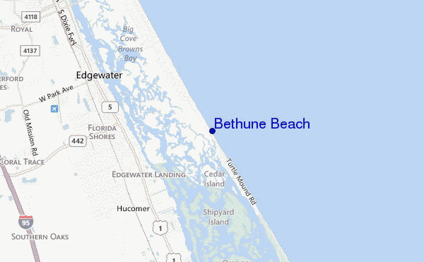mapa de localização de Bethune Beach