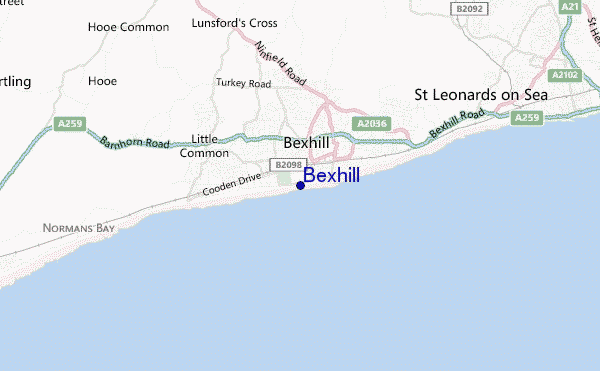 mapa de localização de Bexhill