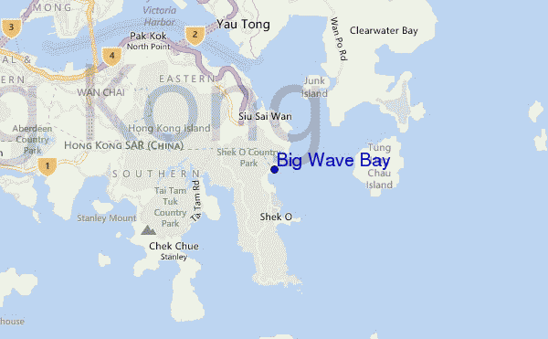mapa de localização de Big Wave Bay