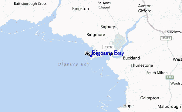 mapa de localização de Bigbury Bay