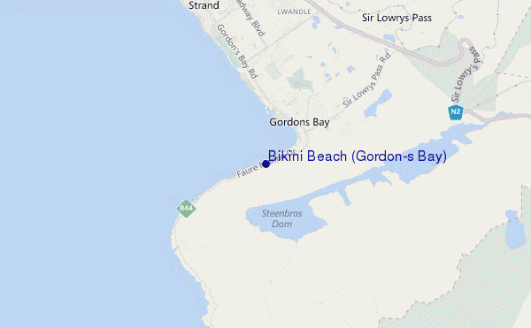 mapa de localização de Bikini Beach (Gordon's Bay)