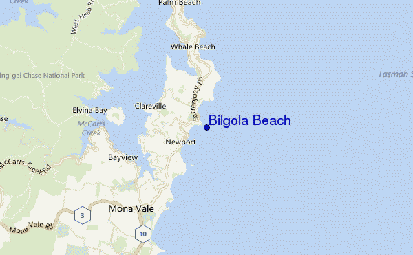 mapa de localização de Bilgola Beach