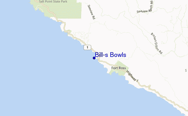 mapa de localização de Bill's Bowls