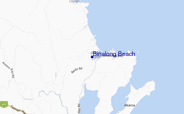 mapa de localização de Binalong Beach