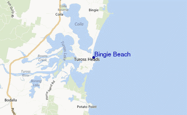 mapa de localização de Bingie Beach