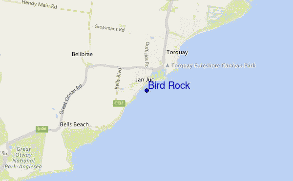 mapa de localização de Bird Rock