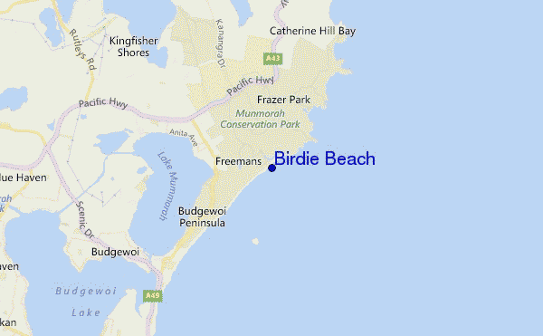 mapa de localização de Birdie Beach