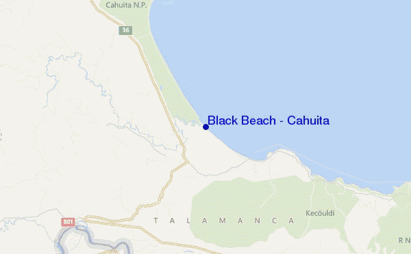 mapa de localização de Black Beach / Cahuita