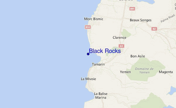mapa de localização de Black Rocks