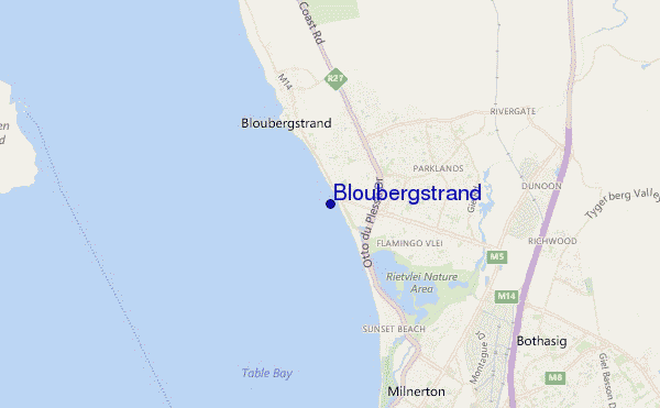 mapa de localização de Bloubergstrand