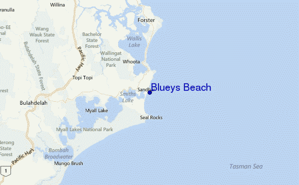 Blueys Beach Location Map