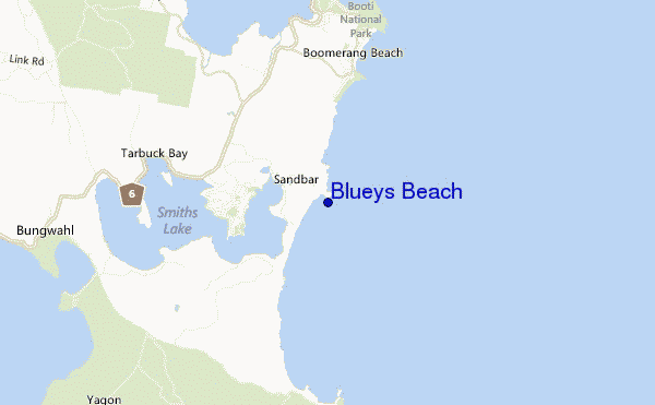 mapa de localização de Blueys Beach