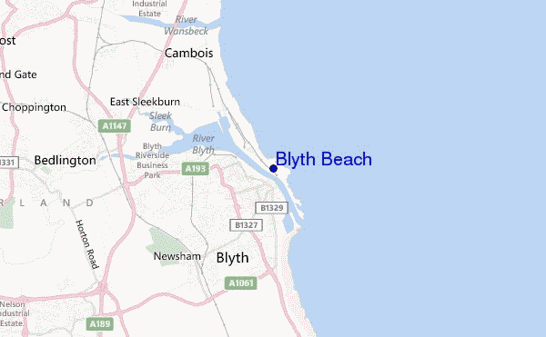 mapa de localização de Blyth Beach