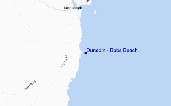 mapa de localização de Dunedin - Bobs Beach