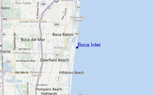 mapa de localização de Boca Inlet