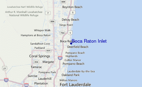 Boca Raton Inlet Location Map