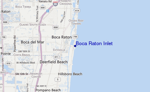 mapa de localização de Boca Raton Inlet