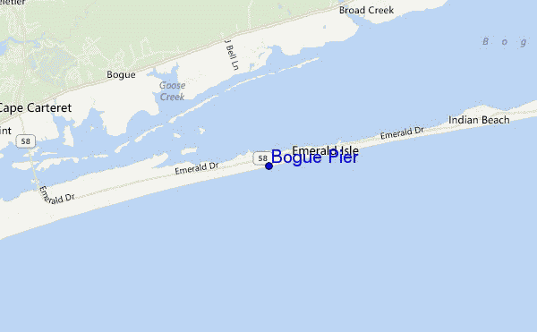 mapa de localização de Bogue Pier