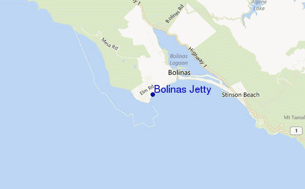 mapa de localização de Bolinas Jetty