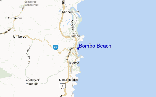 mapa de localização de Bombo Beach