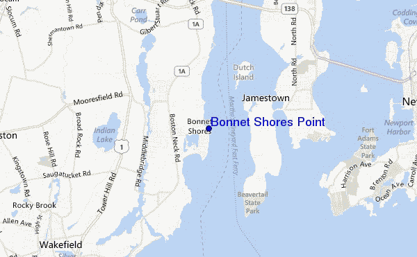 mapa de localização de Bonnet Shores Point