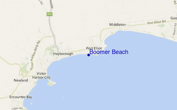 mapa de localização de Boomer Beach