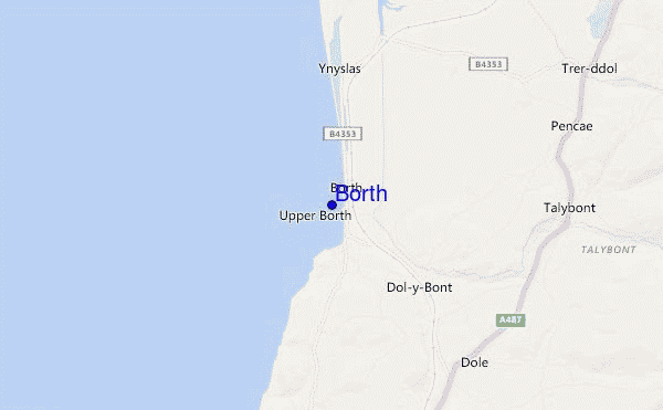 mapa de localização de Borth