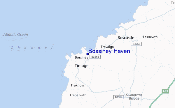 mapa de localização de Bossiney Haven