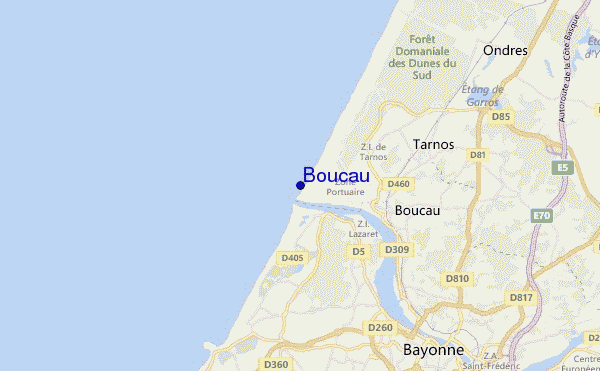 mapa de localização de Boucau