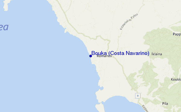 mapa de localização de Bouka (Costa Navarino)