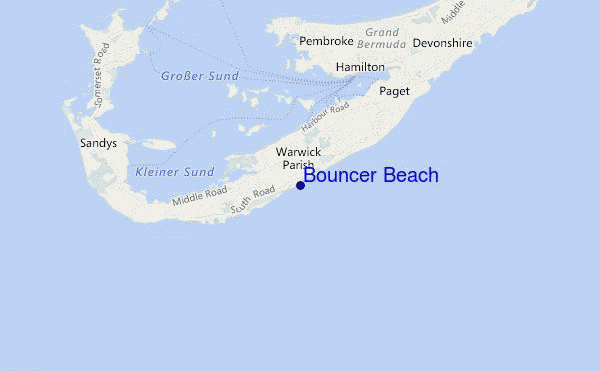 mapa de localização de Bouncer Beach