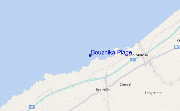 mapa de localização de Bouznika Plage