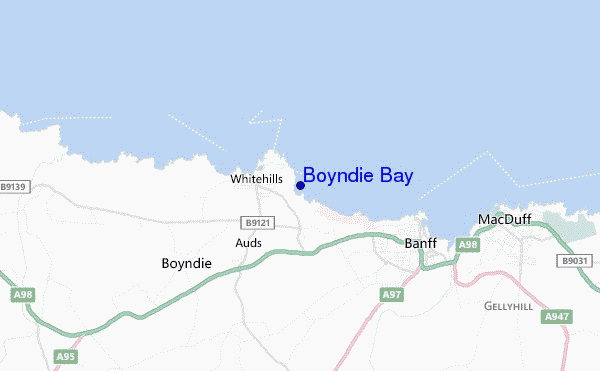 mapa de localização de Boyndie Bay