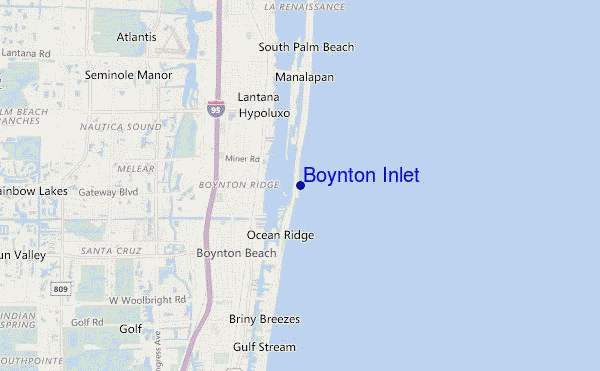 mapa de localização de Boynton Inlet