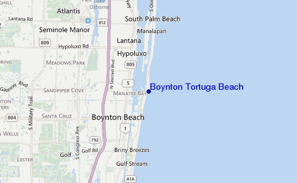mapa de localização de Boynton Tortuga Beach