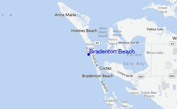 mapa de localização de Bradenton Beach