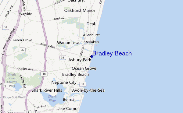 mapa de localização de Bradley Beach
