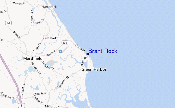 mapa de localização de Brant Rock