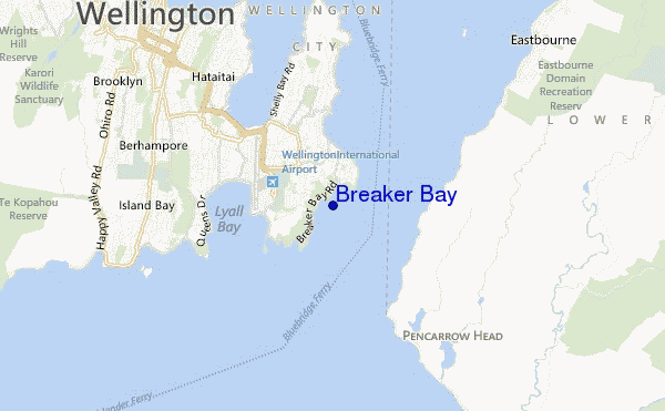 mapa de localização de Breaker Bay