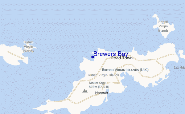 mapa de localização de Brewers Bay